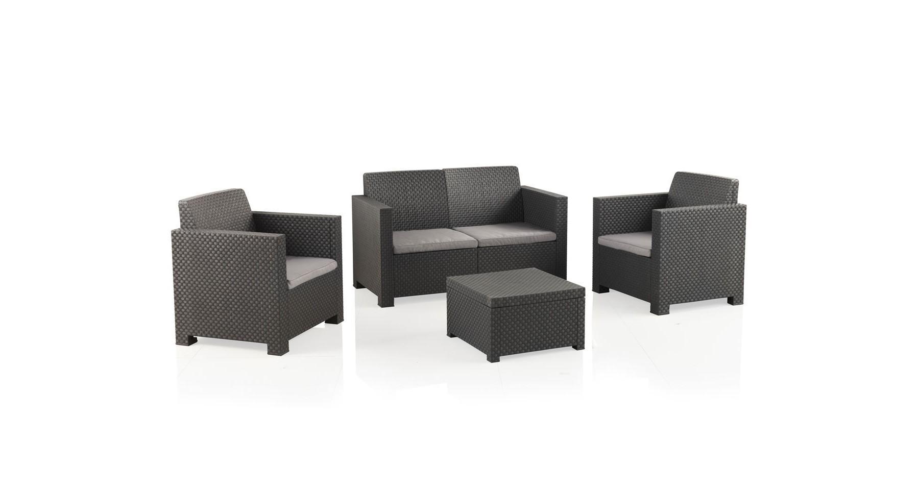 Ensemble Cosy (Salon de jardin 4 pièces tressé noir) – Image 2